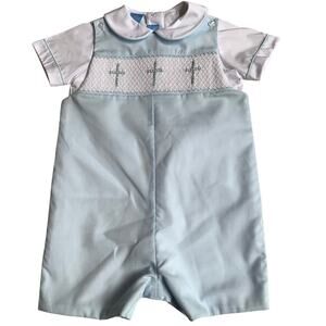 Anavini Smocked Cross Jon Jon NWT boys size 18mo